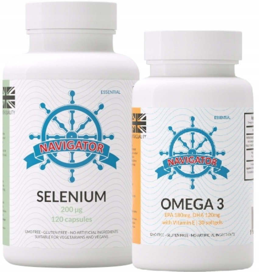Селен Navigator Selenium 200 мкг, L-селенометионин, 120 капсул, набор с Омега-3