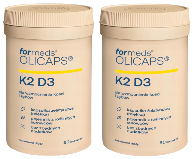 Витамин D3 и K2 ForMeds Olicaps K2D3, 2000 МЕ и MK-7 100 мкг, в масле MCT, 2 упаковки по 60 капсул