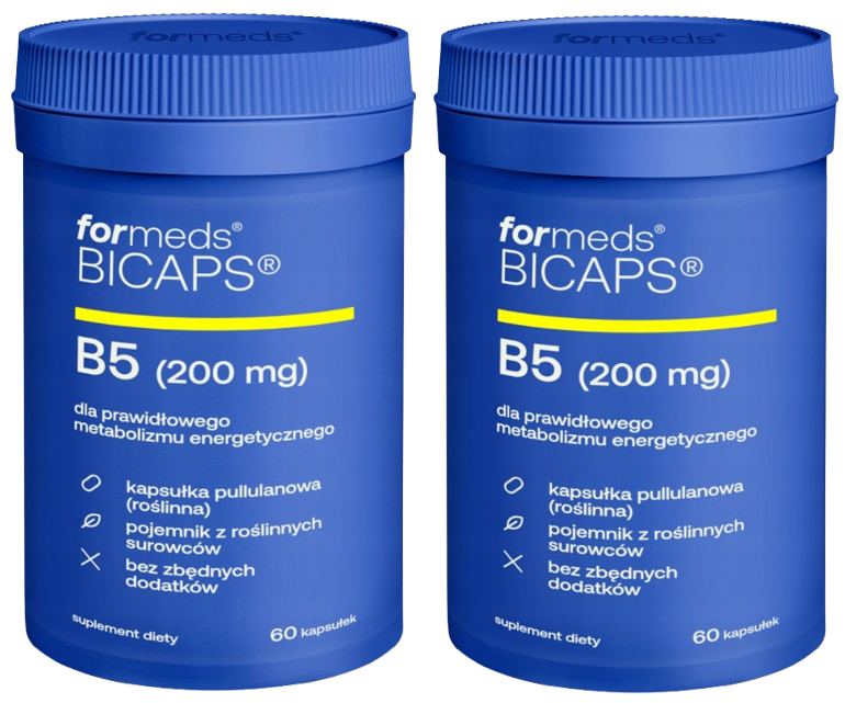 Витамин B5 ForMeds Bicaps B5, пантотеновая кислота 200 мг, 2 упаковки по 60 капсул