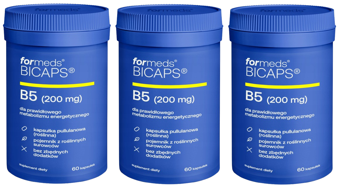 Витамин B5 ForMeds Bicaps B5, пантотеновая кислота 200 мг, 3 упаковки по 60 капсул