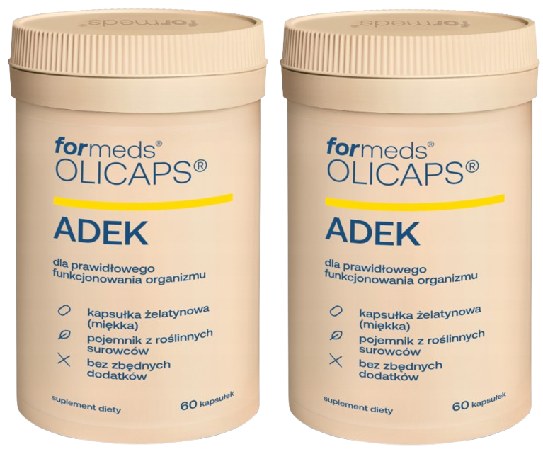 Витамины A, D3, E, K2 ForMeds Olicaps ADEK, в масле MCT, 2 упаковки по 60 капсул