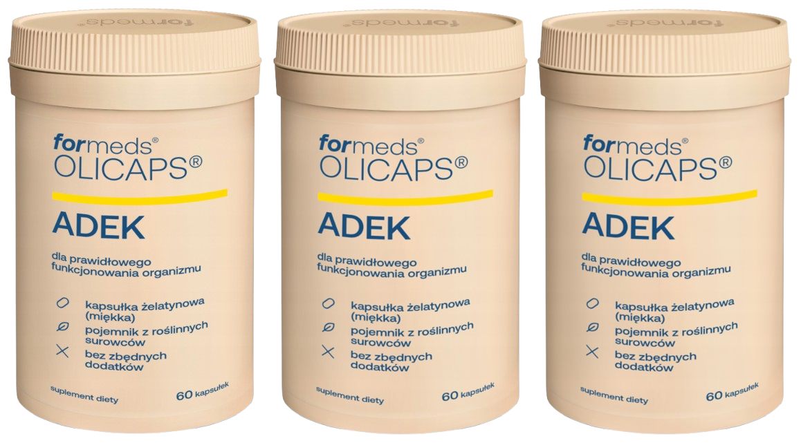 Витамины A, D3, E, K2 ForMeds Olicaps ADEK, в масле MCT, 3 упаковки по 60 капсул