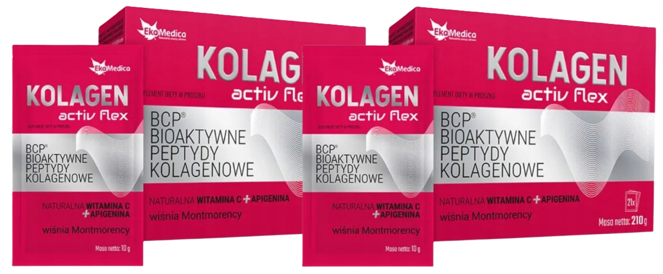 Коллаген EkaMedica Kolagen Activ Flex, Tendoforte 5000 мг, вишня, порошок, набор 2 x 21 саше