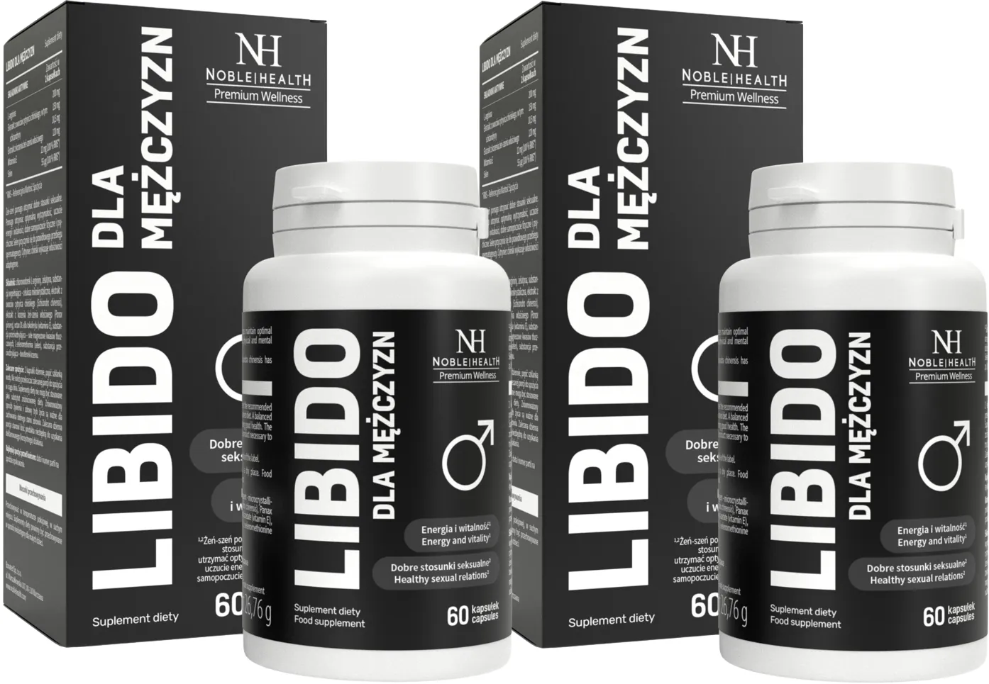 Комплекс для мужчин Noble Health Libido, женьшень и L-аргинин, 60 капсул, 2 упаковки