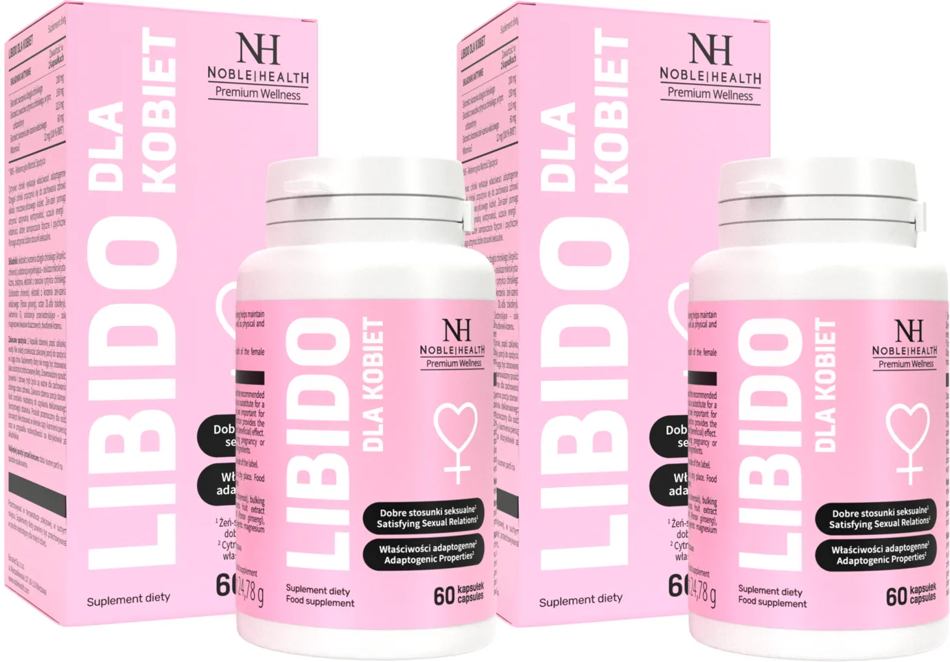 Комплекс для женщин Noble Health Libido, дягиль и женьшень, 60 капсул, 2 упаковки