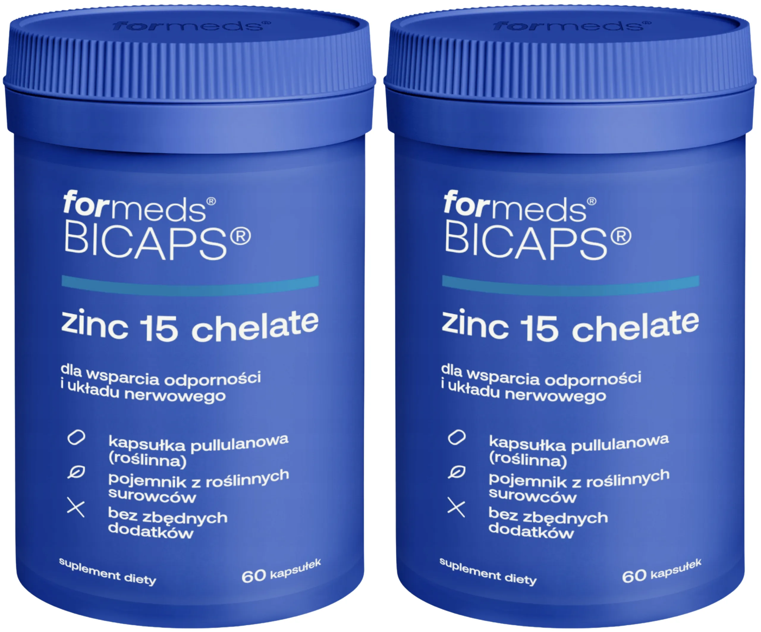 Цинк ForMeds Bicaps Zinc 15 Chelate с медью, диглицинат, 2 упаковки по 60 капсул