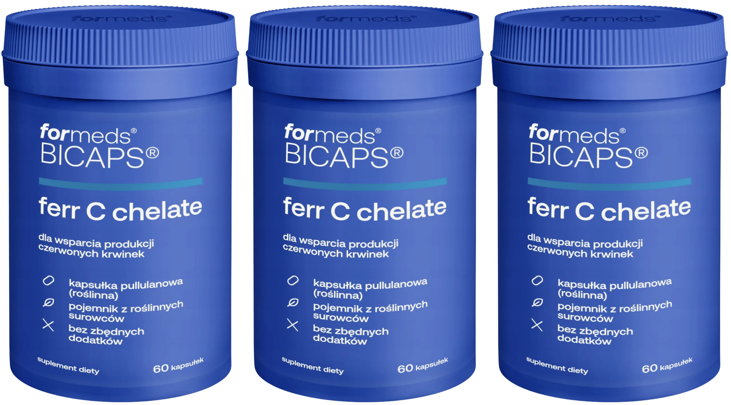 Железо ForMeds Bicaps Ferr C Chelate, диглицинат железа с витамином C, 3 упаковки по 60 капсул