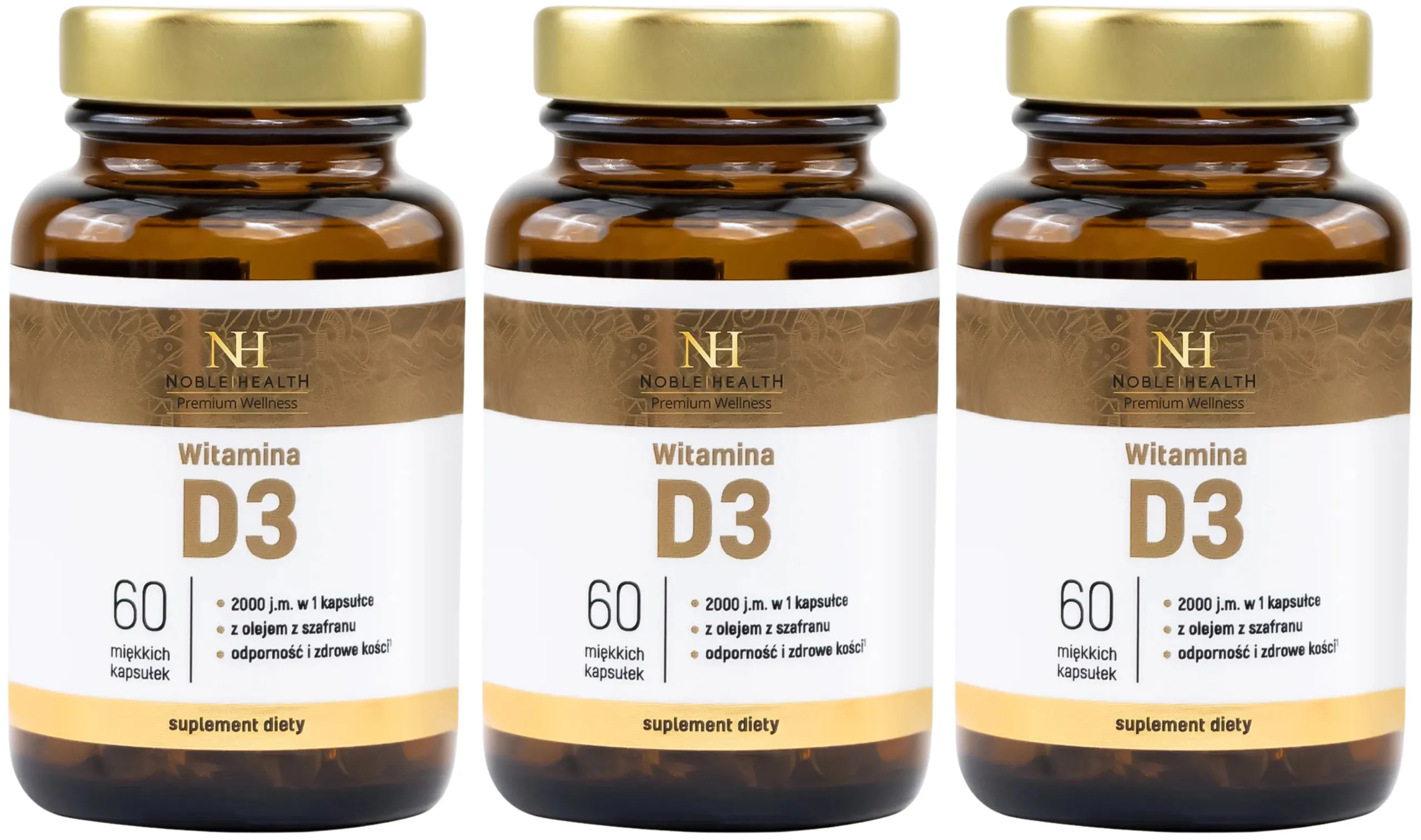 Витамин D3 Noble Health Premium Wellness 2000 МЕ, 60 капсул, 3 упаковки