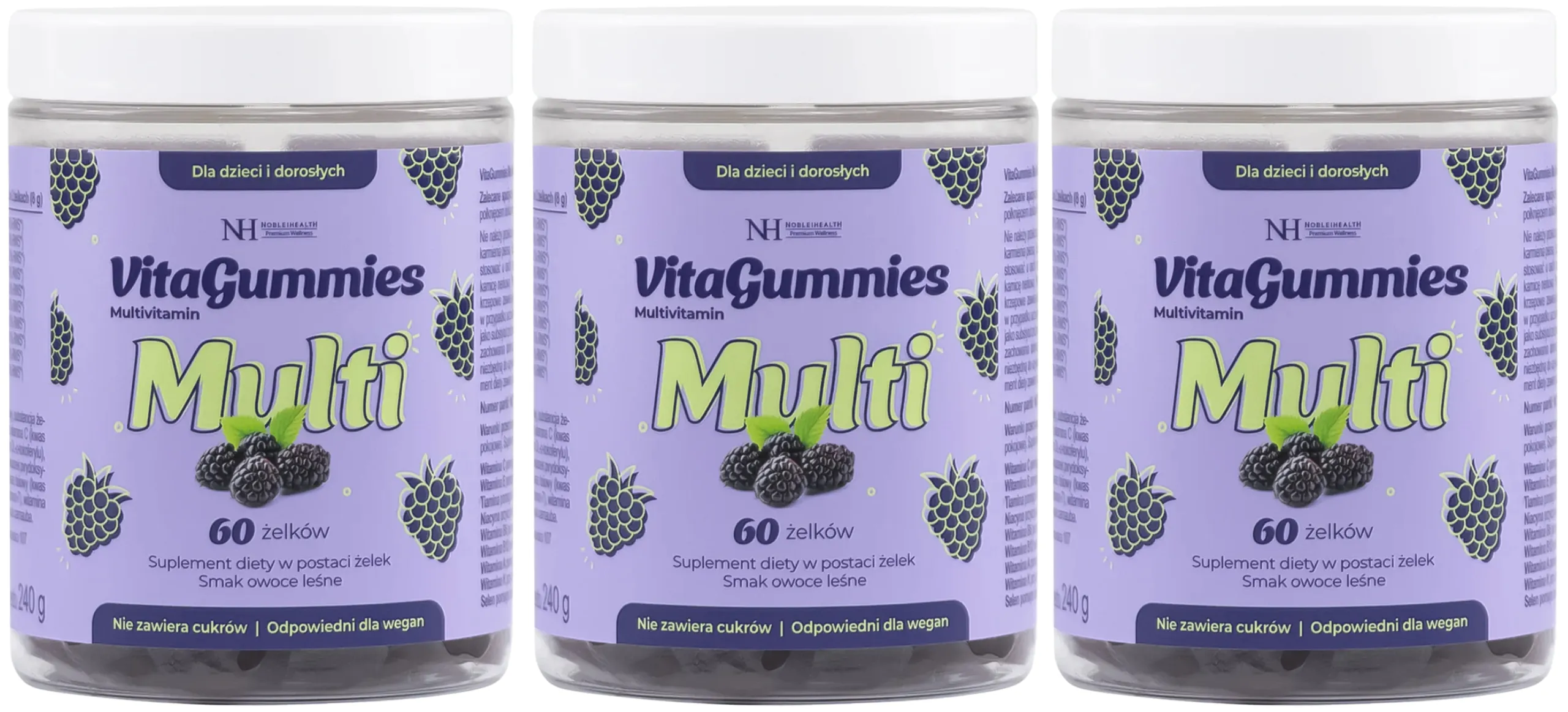 Мультивитамины Noble Health VitaGummies Multivitamin, вкус лесные ягоды, жевательные мармеладки, 3 упаковки