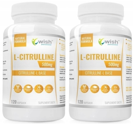 L-цитруллин Wish L-Citrulline 500 мг, 2 упаковки по 120 капсул