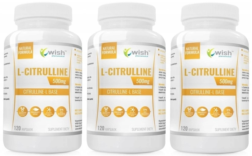 L-цитруллин Wish L-Citrulline 500 мг, 3 упаковки по 120 капсул