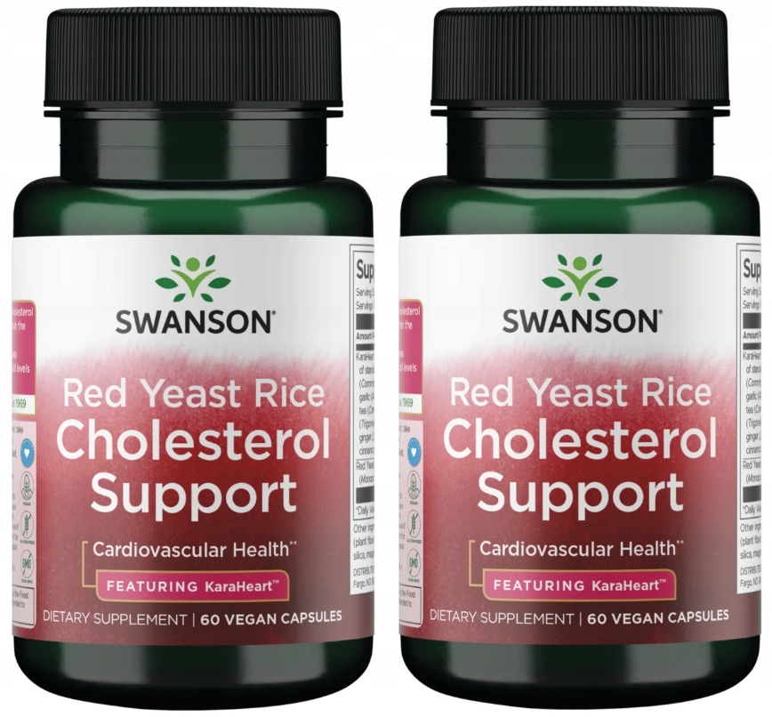 Красный дрожжевой рис Swanson Red Yeast Rice Cholesterol Support, 400 мг, растительные капсулы, 2 упаковки по 60 капсул