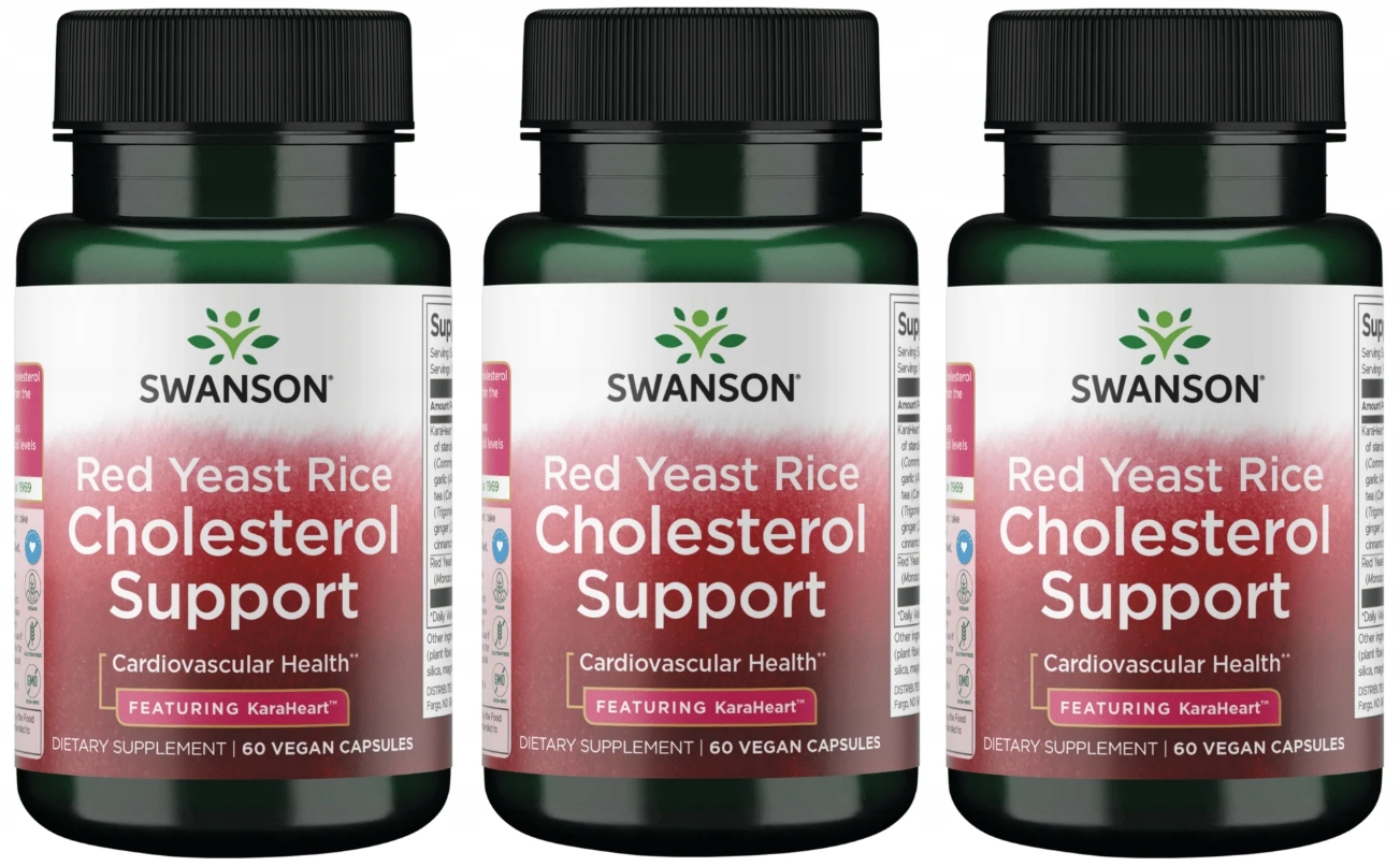 Красный дрожжевой рис Swanson Red Yeast Rice Cholesterol Support, 400 мг, растительные капсулы, 3 упаковки по 60 капсул