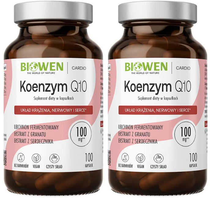 Коэнзим Q10 Biowen 100 мг, с пустырником и гранатом, 2 упаковки по 100 капсул