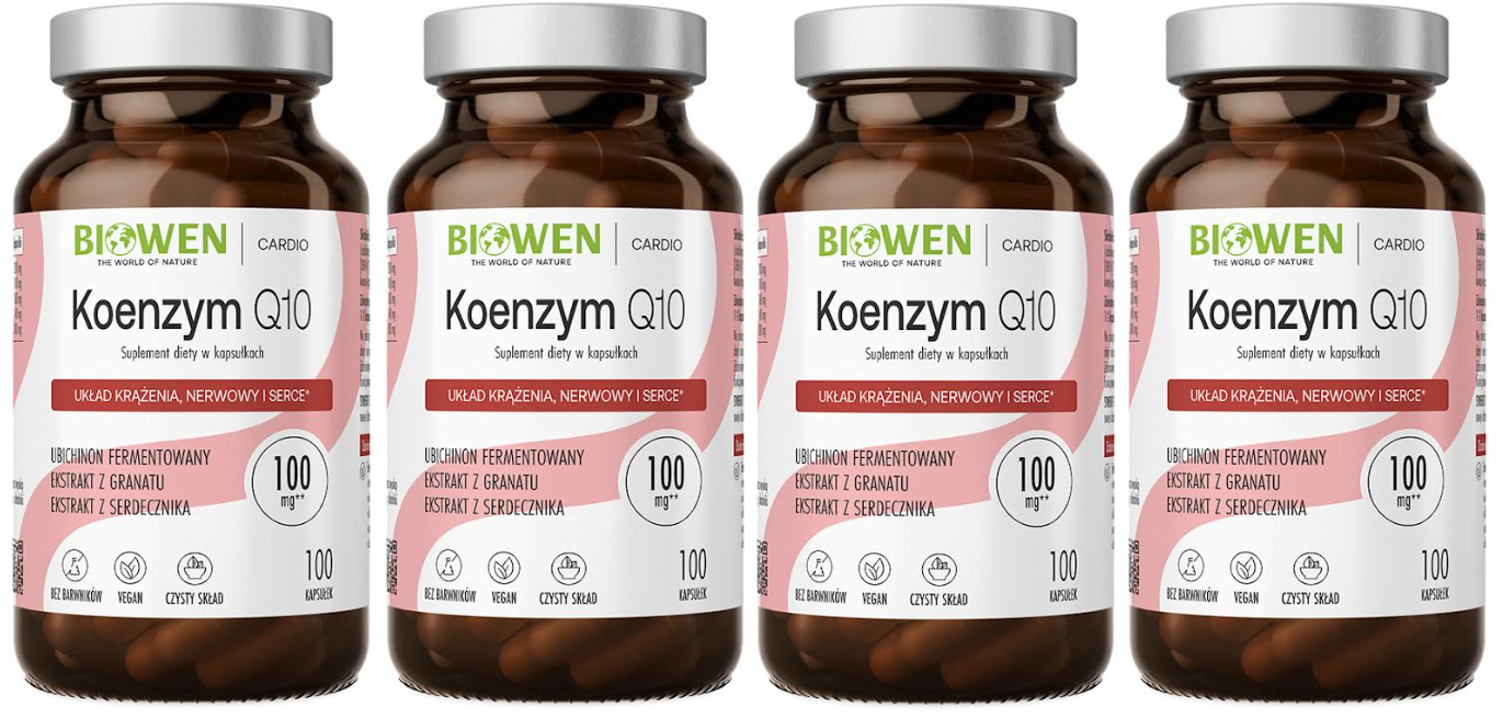 Коэнзим Q10 Biowen 100 мг, с пустырником и гранатом, 4 упаковки по 100 капсул