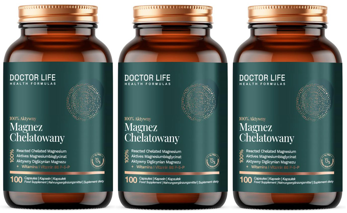 Магний Doctor Life, бисглицинат, с витамином B6 P-5-P, набор 3 упаковки по 100 капсул