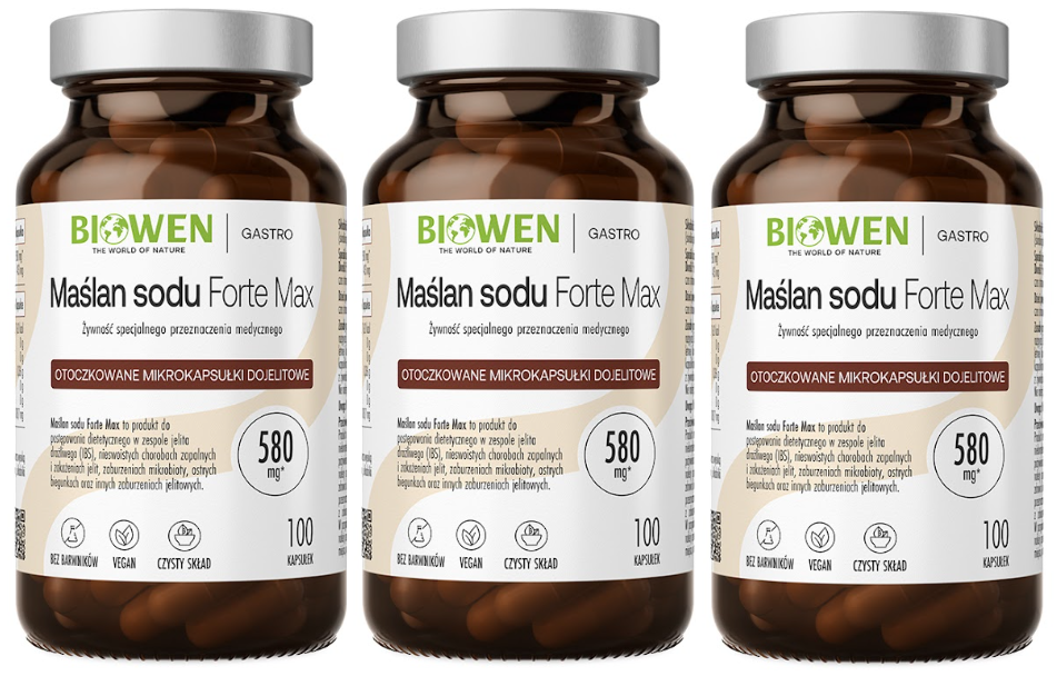 Бутират натрия Biowen 580 мг, кишечнорастворимые капсулы, 3 упаковки по 100 шт