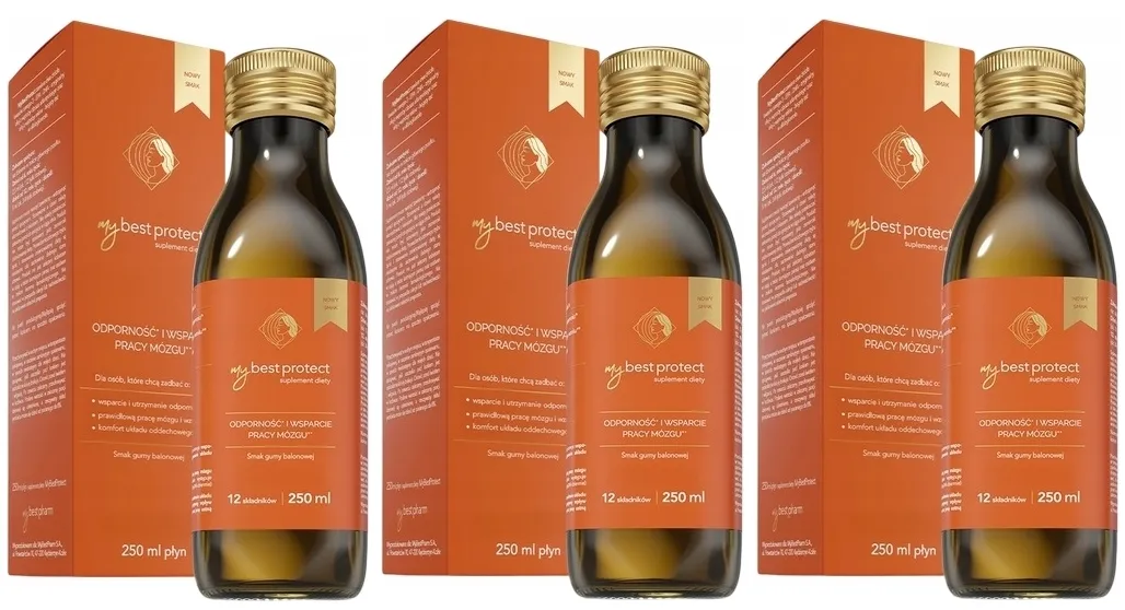 Рыбий жир MyBestPharm MyBestProtect, с витамином D3 2000 МЕ, жевательная резинка, от 6 лет, 3 флакона по 250 мл