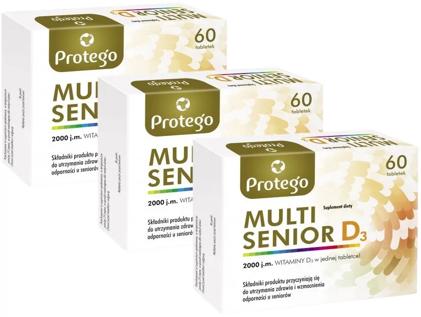 Мультивитамины Salvum Protego Multi Senior с витамином D3 2000 МЕ, для пожилых, набор 3 x 60 таблеток