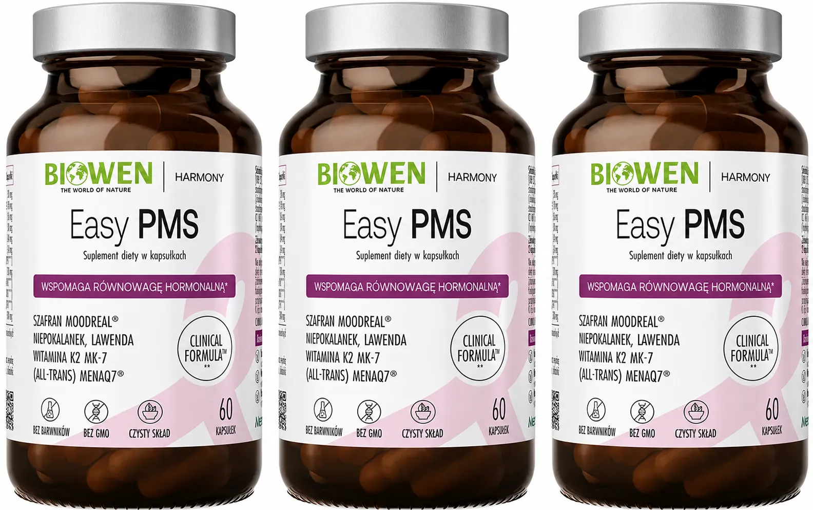 Комплекс для женщин Biowen Easy PMS, для настроения и гормонального равновесия, 3 упаковки по 60 капсул