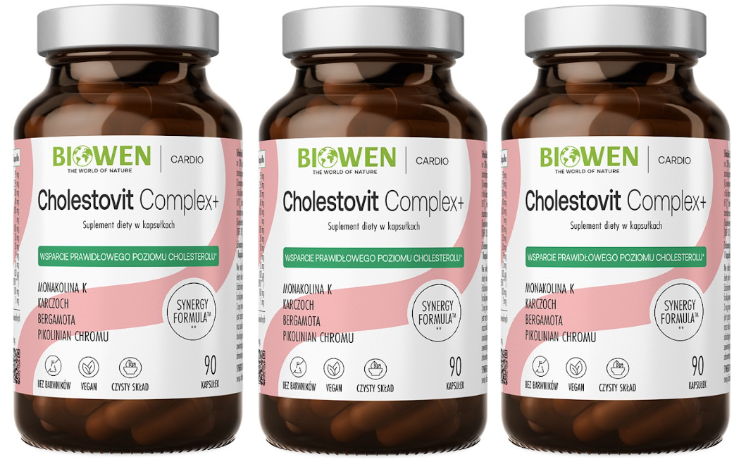 Комплекс для сердца Biowen Cholestovit Complex+, с красным рисом и бергамотом, 3 упаковки по 90 капсул