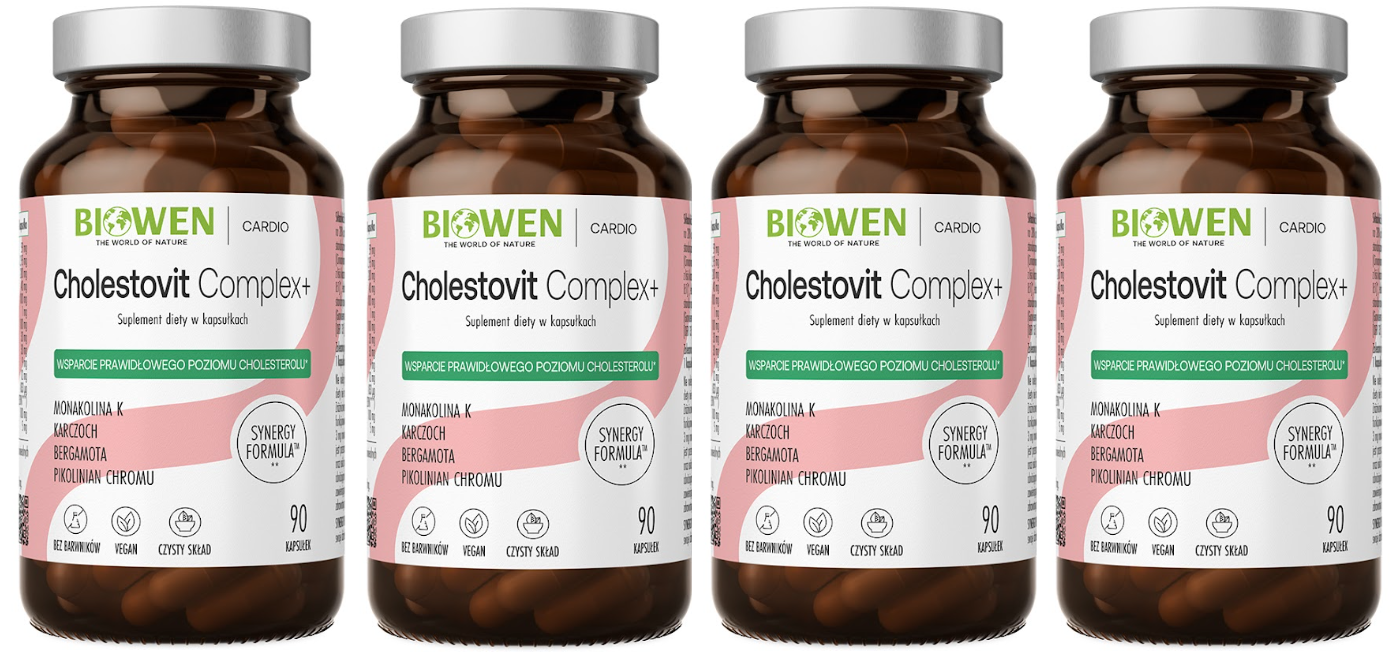 Комплекс для сердца Biowen Cholestovit Complex+, с красным рисом и бергамотом, 4 упаковки по 90 капсул