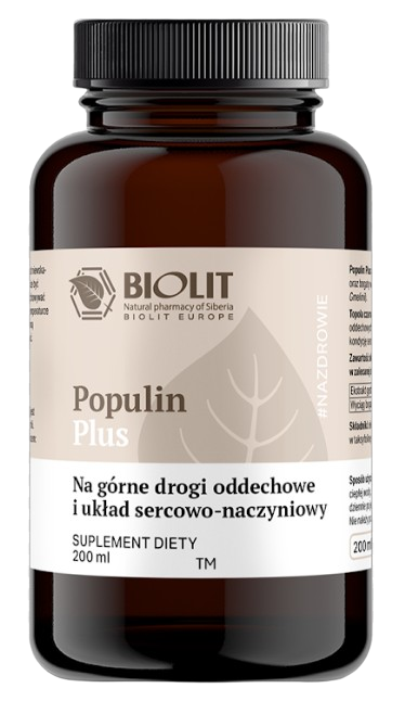 Экстракт тополя Biolit Populin Plus с таксифолином, дыхательные пути и сосуды, жидкость, 200 мл