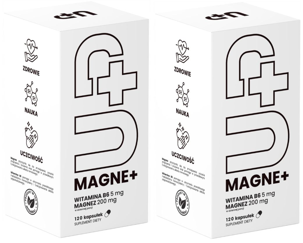 Магний UP Health Pharma UP Magne+, бисглицинат магния, с витамином B6, 2 упаковки по 60 капсул