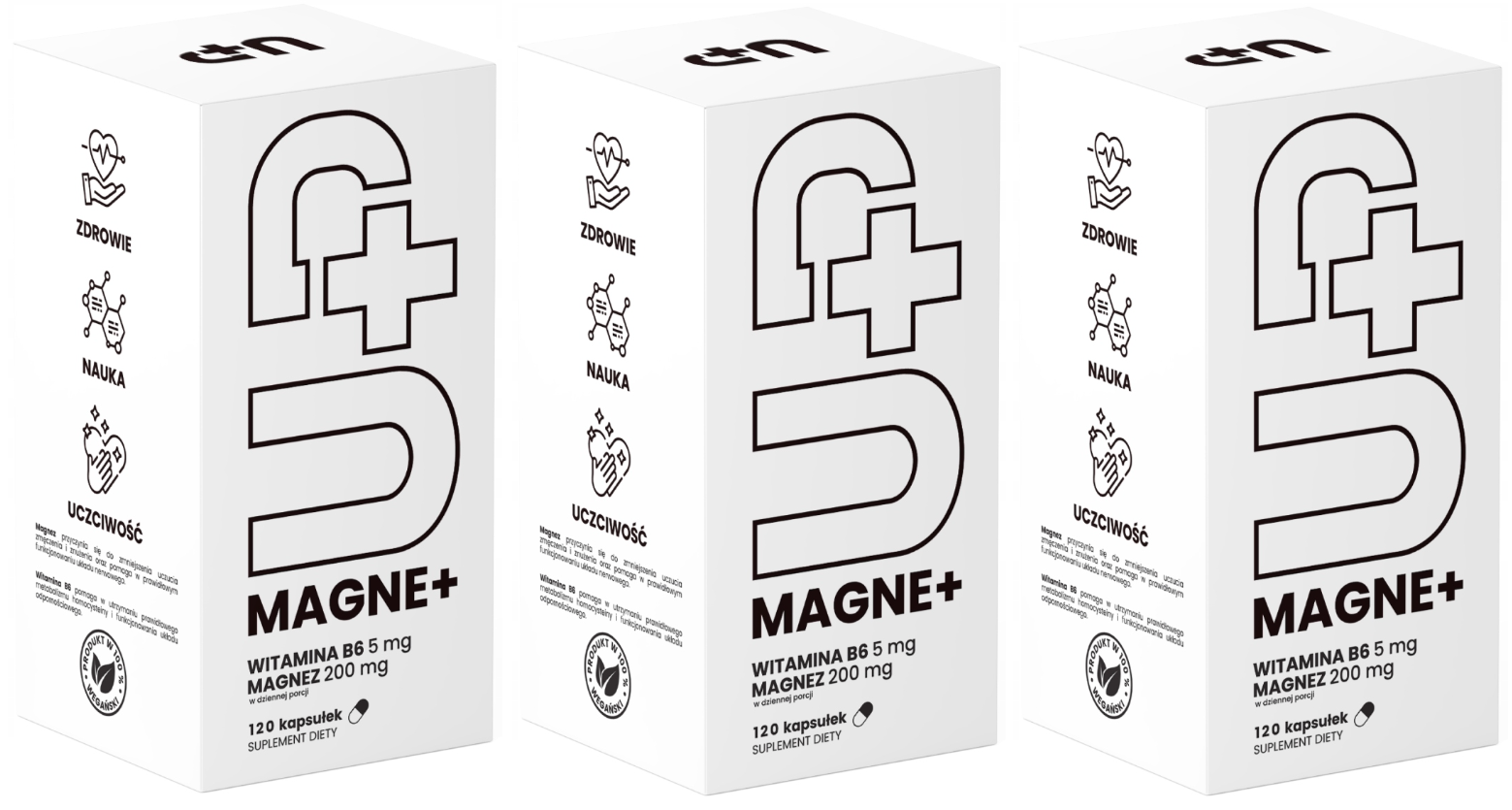 Магний UP Health Pharma UP Magne+, диглицинат магния, с витамином B6, 3 упаковки по 60 капсул