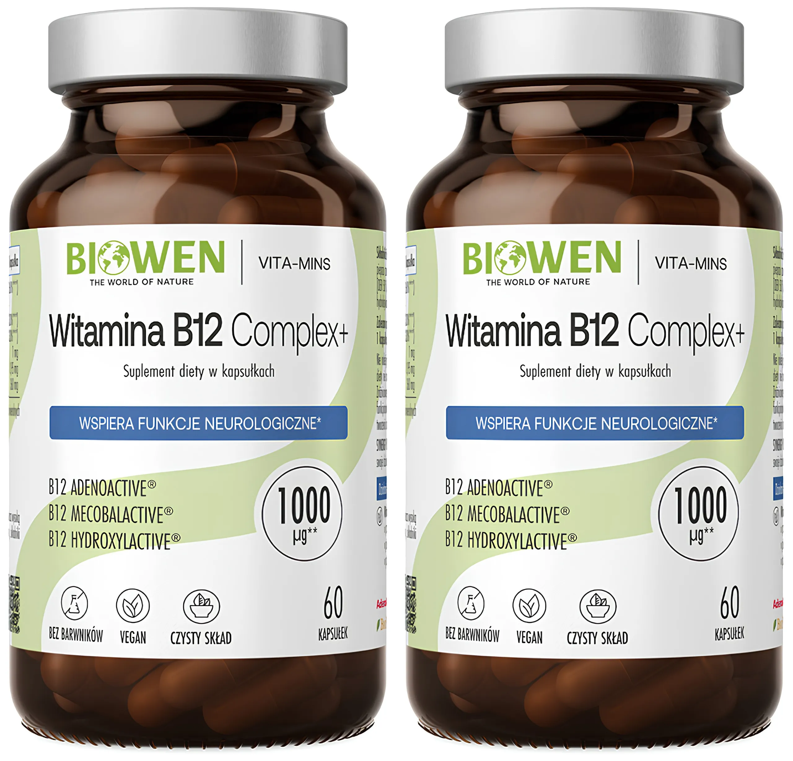 Витамин B12 Biowen B12 Complex+, три формы кобаламина, 2 упаковки по 60 капсул