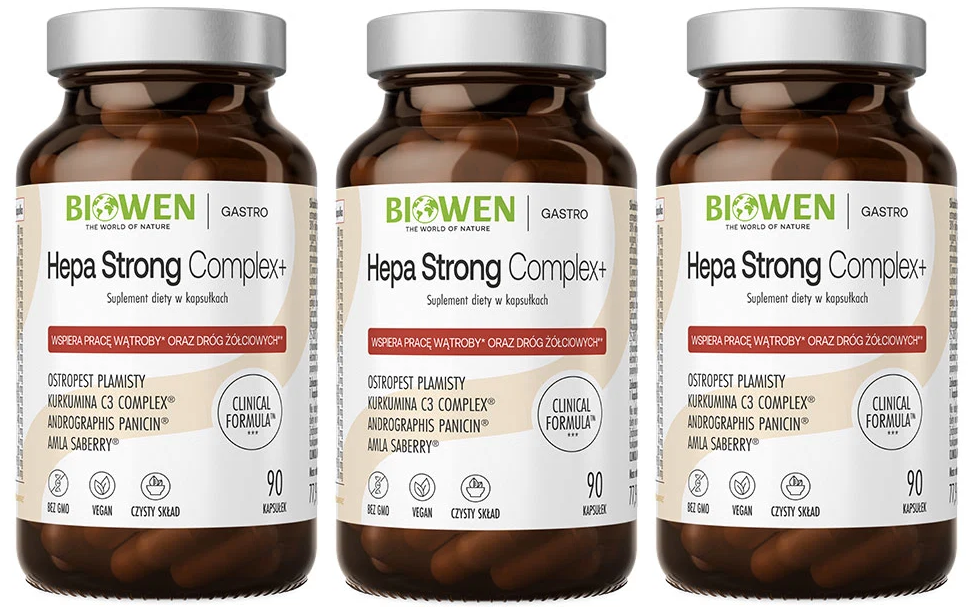 Расторопша Biowen Hepa Strong Complex+, с холином, для печени, 3 упаковки по 90 капсул