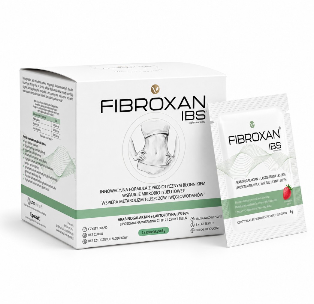 Арабиногалактан Virentia Fibroxan IBS, с лактоферрином и витамином C, клубника, саше, 15 шт