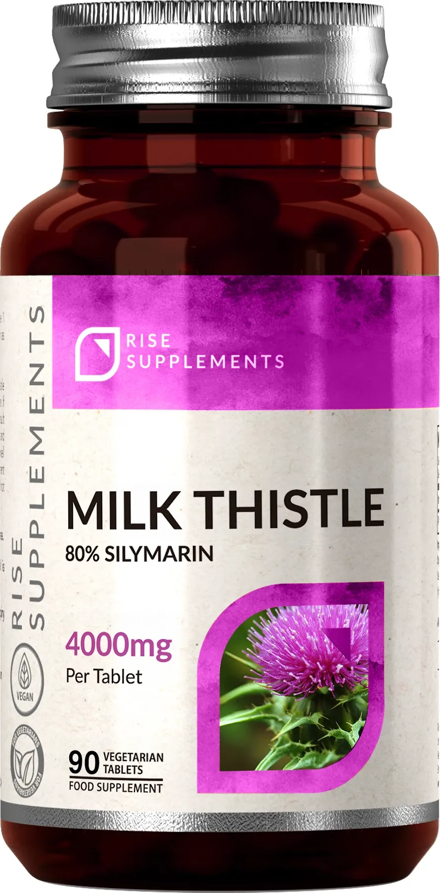 Расторопша Rise Supplements Milk Thistle 4000 мг, силимарин 80%, 90 таблеток