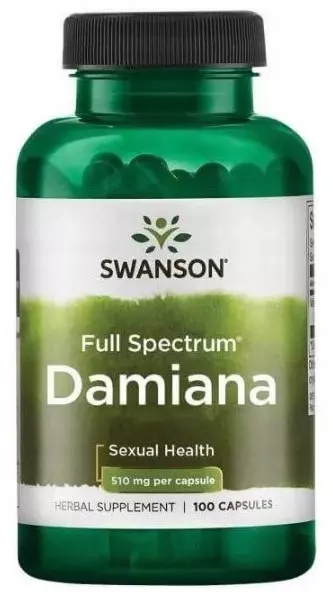 Дамиана Swanson Damiana 510 мг, настроение и расслабление, 100 капсул