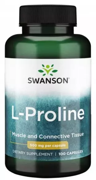 L-пролин Swanson L-Proline 500 мг, 100 капсул