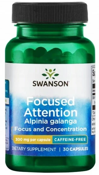 Экстракт калгана Swanson Focused Attention enXtra 300 мг, концентрация, 30 капсул