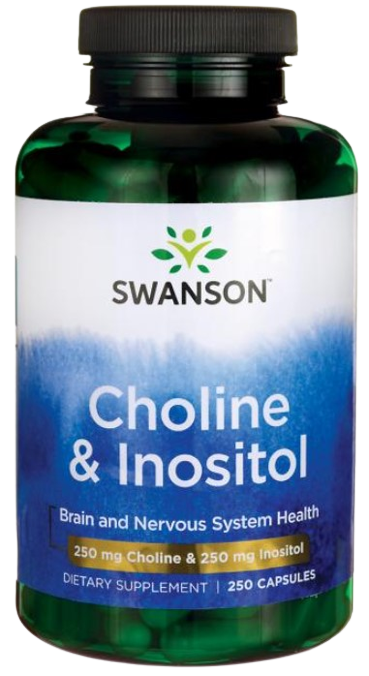Холин и инозитол Swanson Choline & Inositol, по 250 мг, 250 капсул