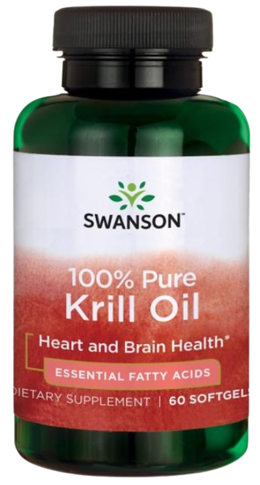 Масло криля Swanson 100% Pure Krill Oil Superba 500 мг, омега-3 с астаксантином, 60 капсул