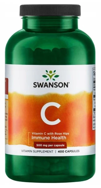 Витамин C Swanson Vitamin C with Rose Hips 500 мг, с шиповником, 400 капсул