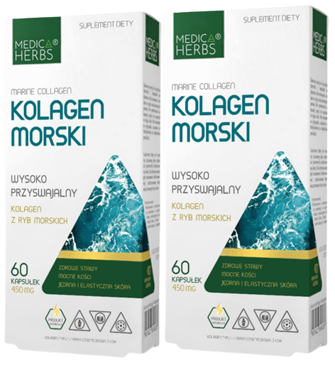 Морской коллаген Medica Herbs 450 мг, тип 1, 2 упаковки по 60 капсул