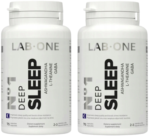 Комплекс для сна Lab One N1 Deep Sleep, магний, ашваганда и мелатонин, 2 упаковки по 75 капсул