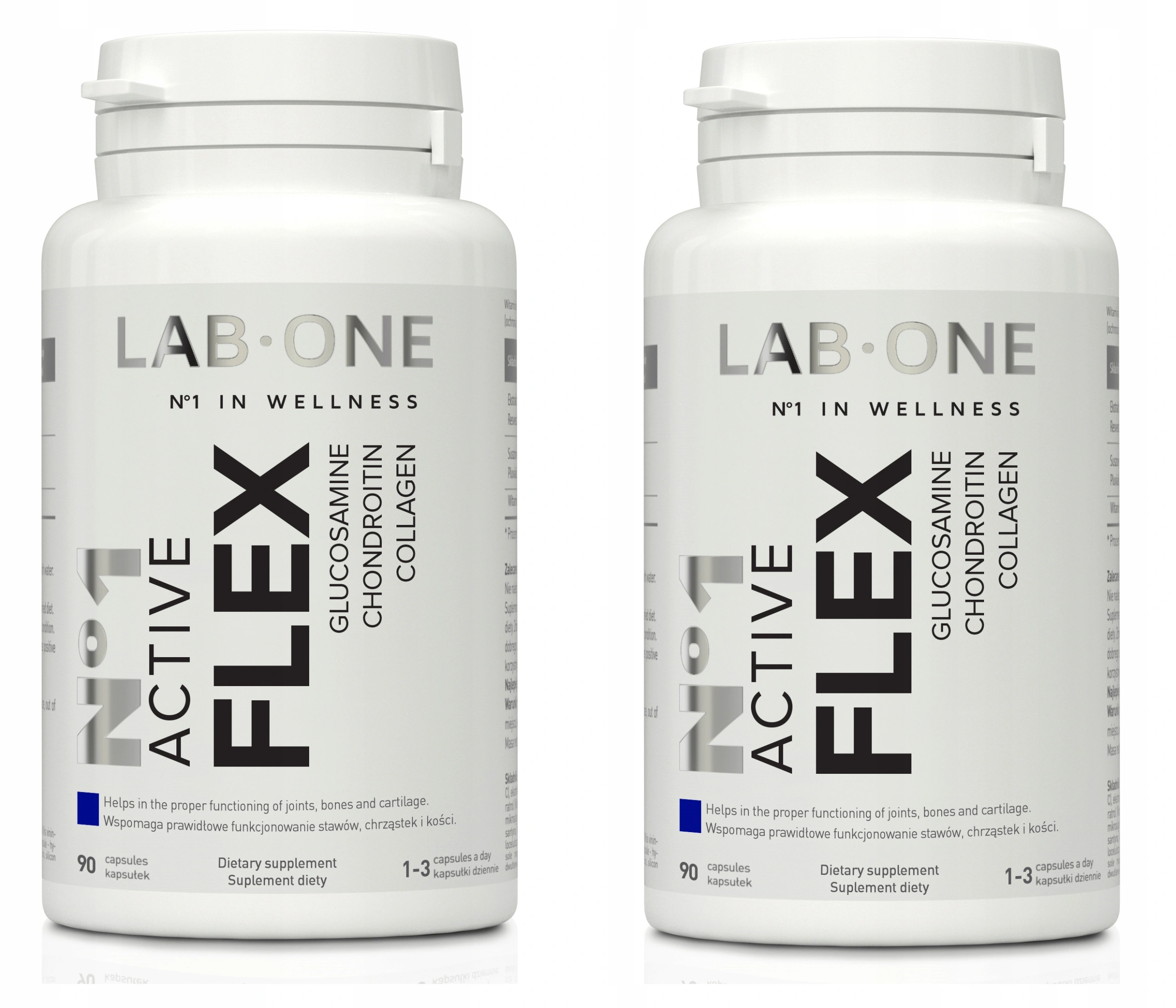 Глюкозамин и хондроитин Lab One N1 Active Flex с коллагеном и гиалуроновой кислотой, 2 упаковки по 90 капсул