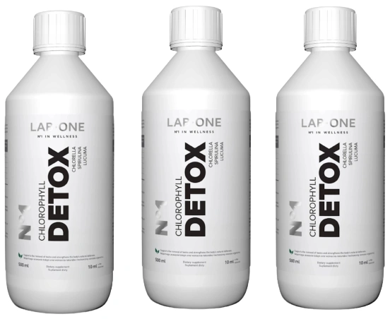 Хлорофилл Lab One N1 Chlorophyll Detox со спирулиной и хлореллой, жидкость, 3 бутылки по 500 мл