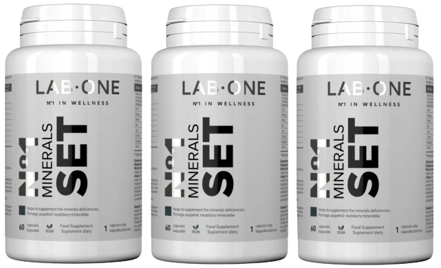 Минеральный комплекс Lab One N1 Minerals Set, 8 микроэлементов, 3 упаковки по 60 капсул