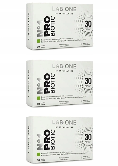 Пробиотик Lab One N1 PRObiotic, 30 млрд КОЕ, 10 штаммов, 3 упаковки по 30 капсул