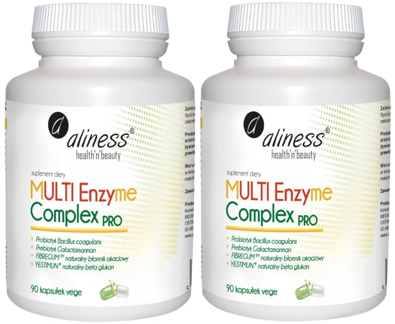 Ферменты Aliness Multi Enzyme Complex Pro, с Bacillus coagulans, для пищеварения, 2 упаковки по 90 капсул