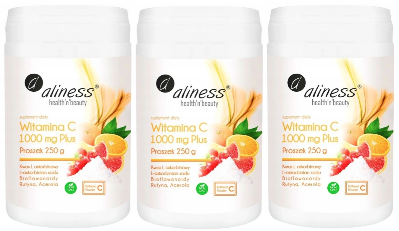 Витамин C Aliness Buffered Plus 1000 мг, буферизованный, порошок, 3 упаковки по 250 г