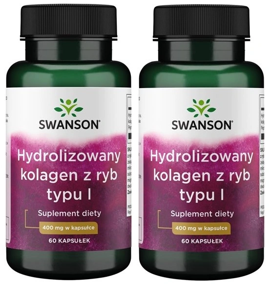 Коллаген Swanson Marine Collagen, гидролизованный рыбный коллаген I типа, 2 упаковки по 60 капсул