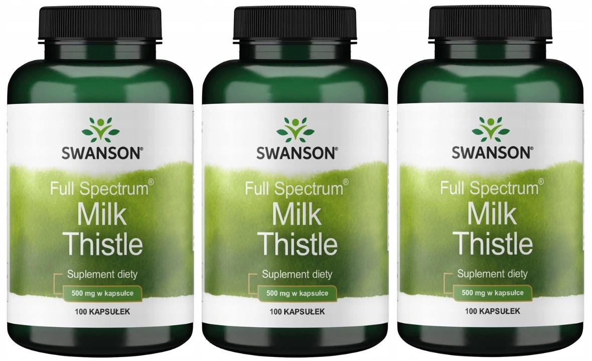 Расторопша Swanson Full Spectrum Milk Thistle 500 мг, для печени, 3 упаковки по 100 капсул
