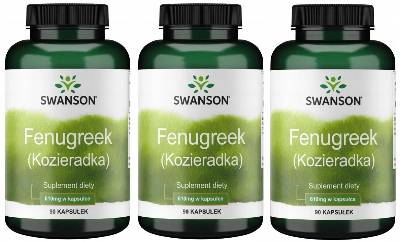 Пажитник Swanson Fenugreek 610 мг, для пищеварения, 3 упаковки по 90 капсул